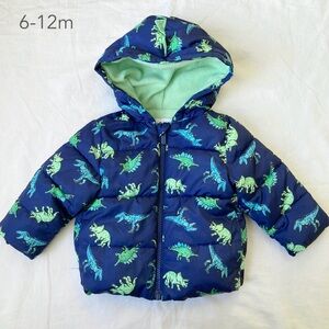 🪴5/$30 Old Navy 6-12 Months Baby Dinosaur Blue Green Puffer Jacket Winter